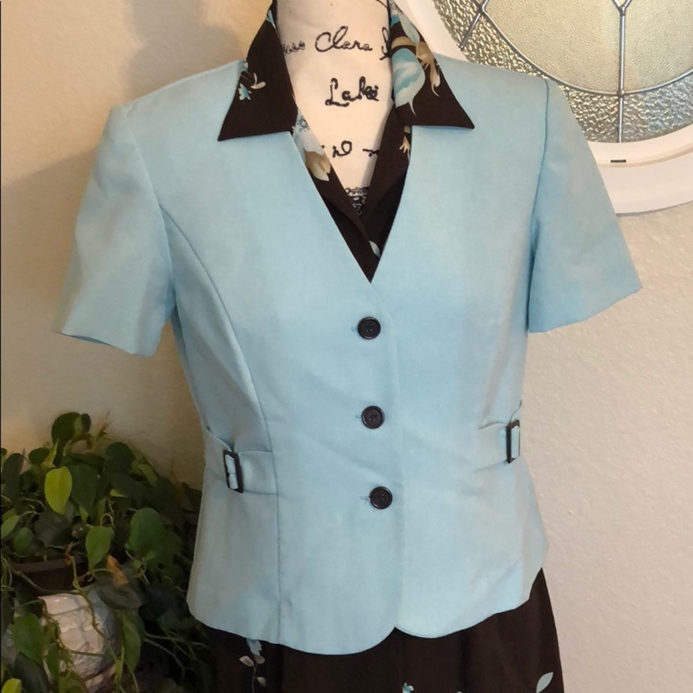 Studio I Teal and Brown Dress with Jacket (m) - Picture 5 of 8